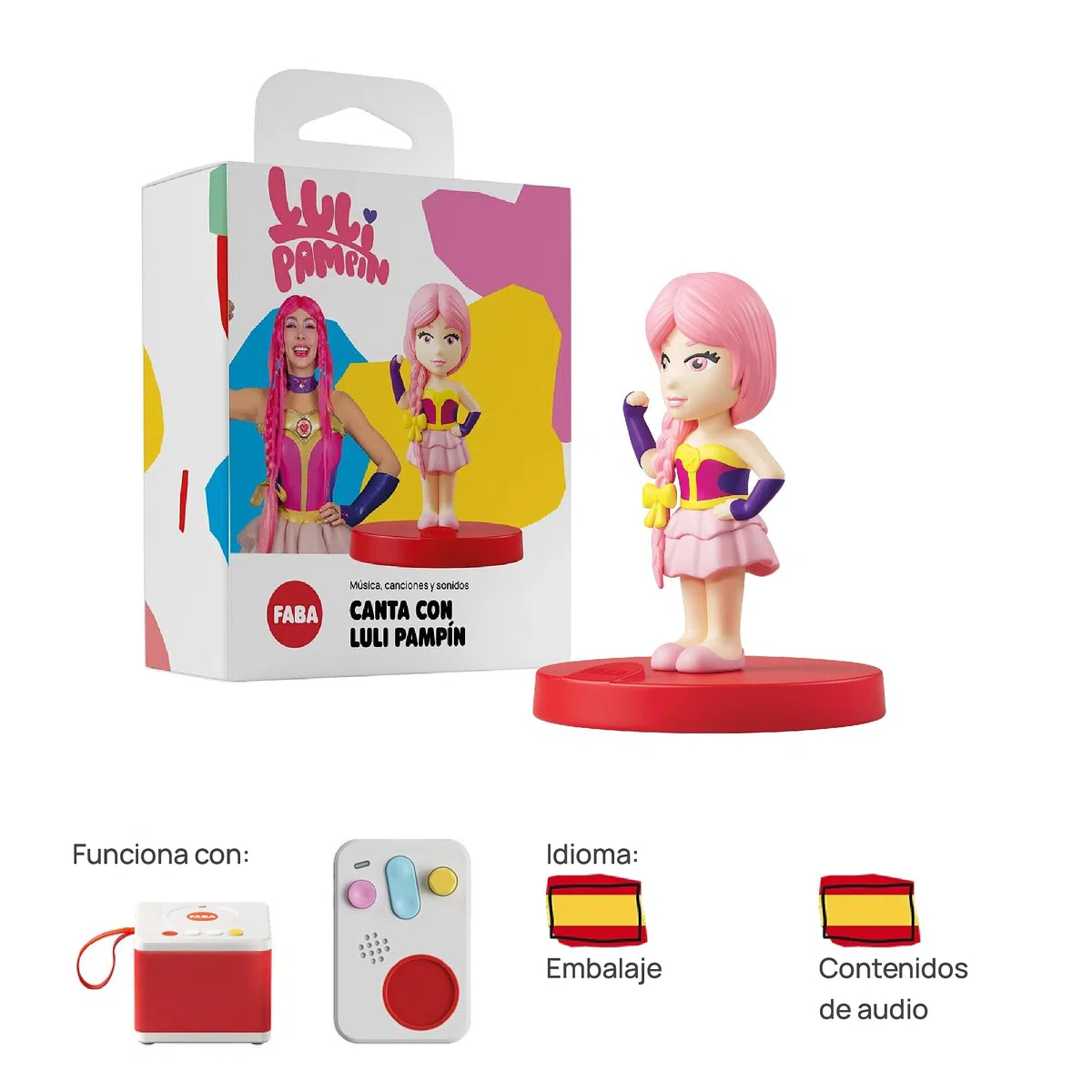 FABA Personaggio Sonoro – Canta con Luli Pampín – Musica, Canzoni e Suoni, per bambini e bambine 1-3 anni, Riproduzione con FABA Cuentacuentos e FABA+, Gioco Educativo, versione in spagnolo
