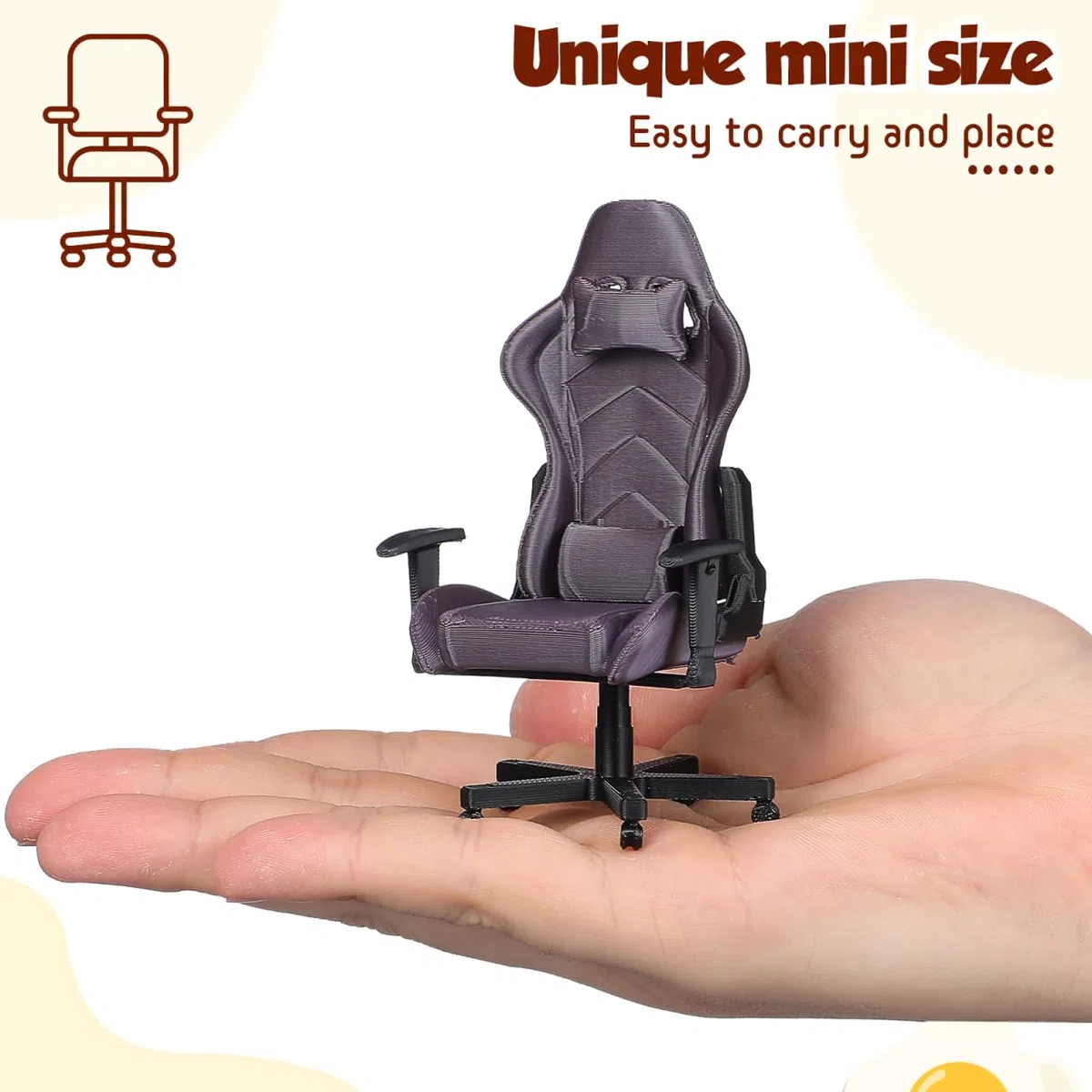 TOYANDONA Sedia da gioco in miniatura per casa delle bambole, piccola sedia per computer realistica, piccolo mobile per ufficio e accessori per la casa delle bambole