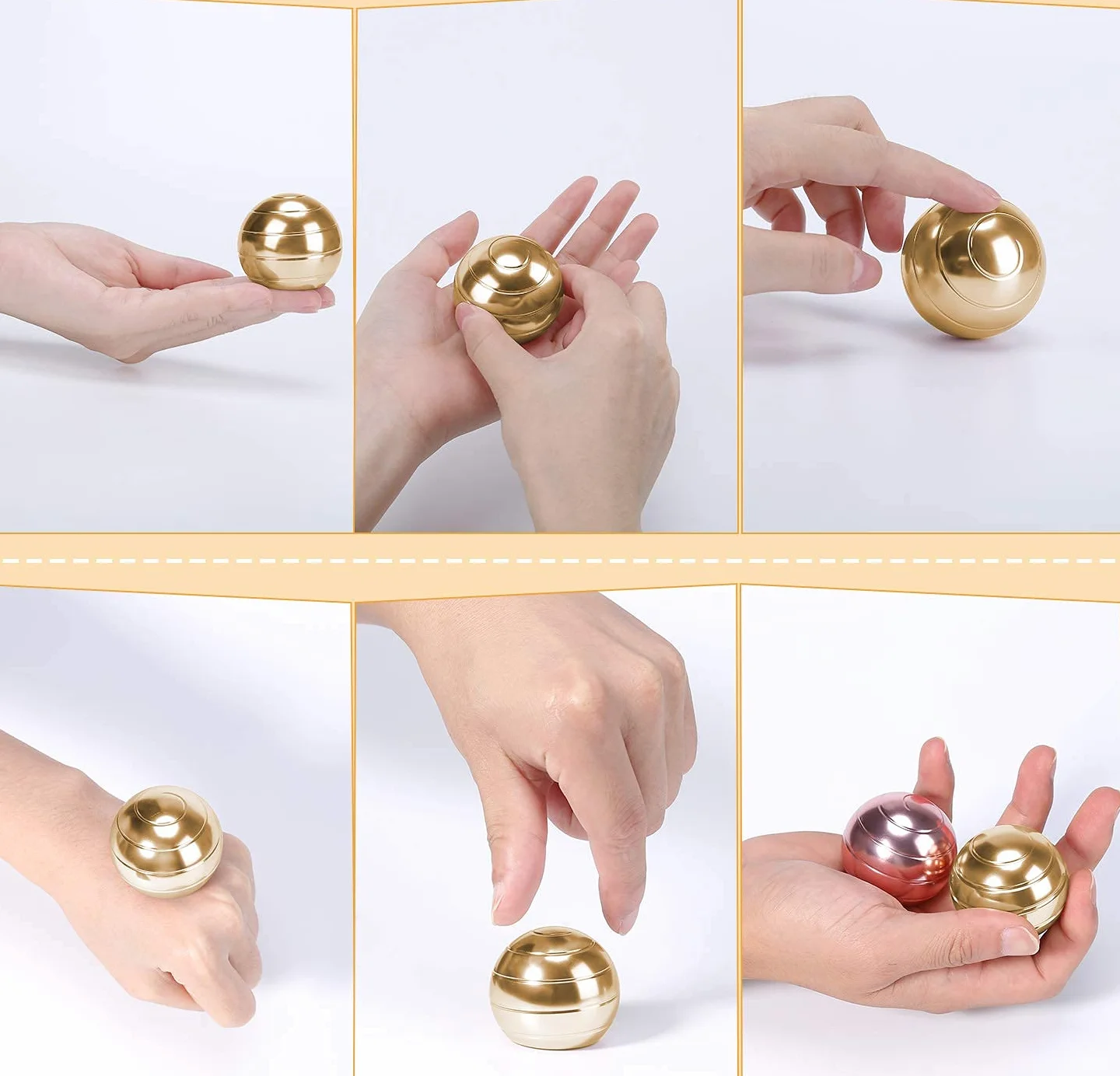 Giroscopio Cinetico a Sfera da Spinner in Metallo per Ufficio Giocattolo con Illusione Ottica per Allevia Lo Stress ispira la creatività interiore（d'oro） (d'oro)