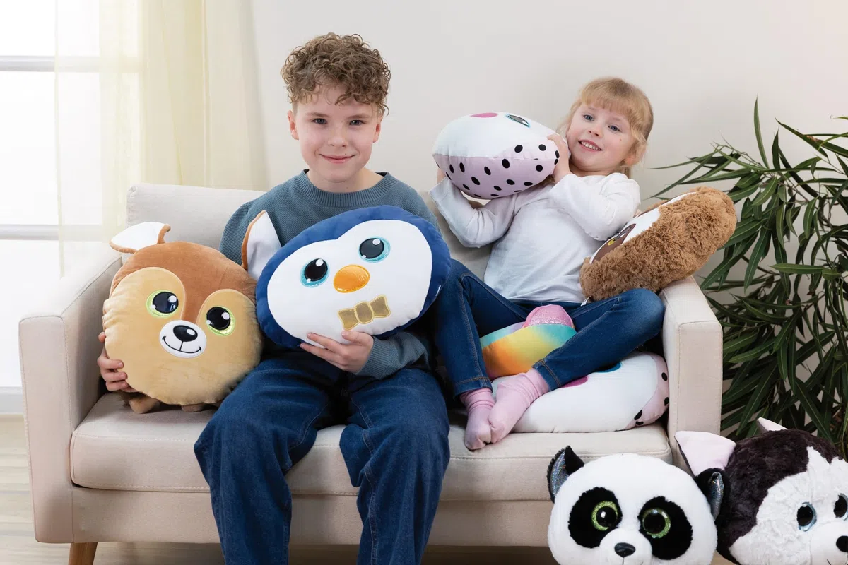 NICI 62209 Glubschis Sniffy Cuscino a Forma di Pinguino, Morbido e Adatto a Ragazzi, Ragazze, Neonati e Amanti dei Peluche, Ideale per casa, Asilo o in Viaggio, 35 x 30 cm, Blu