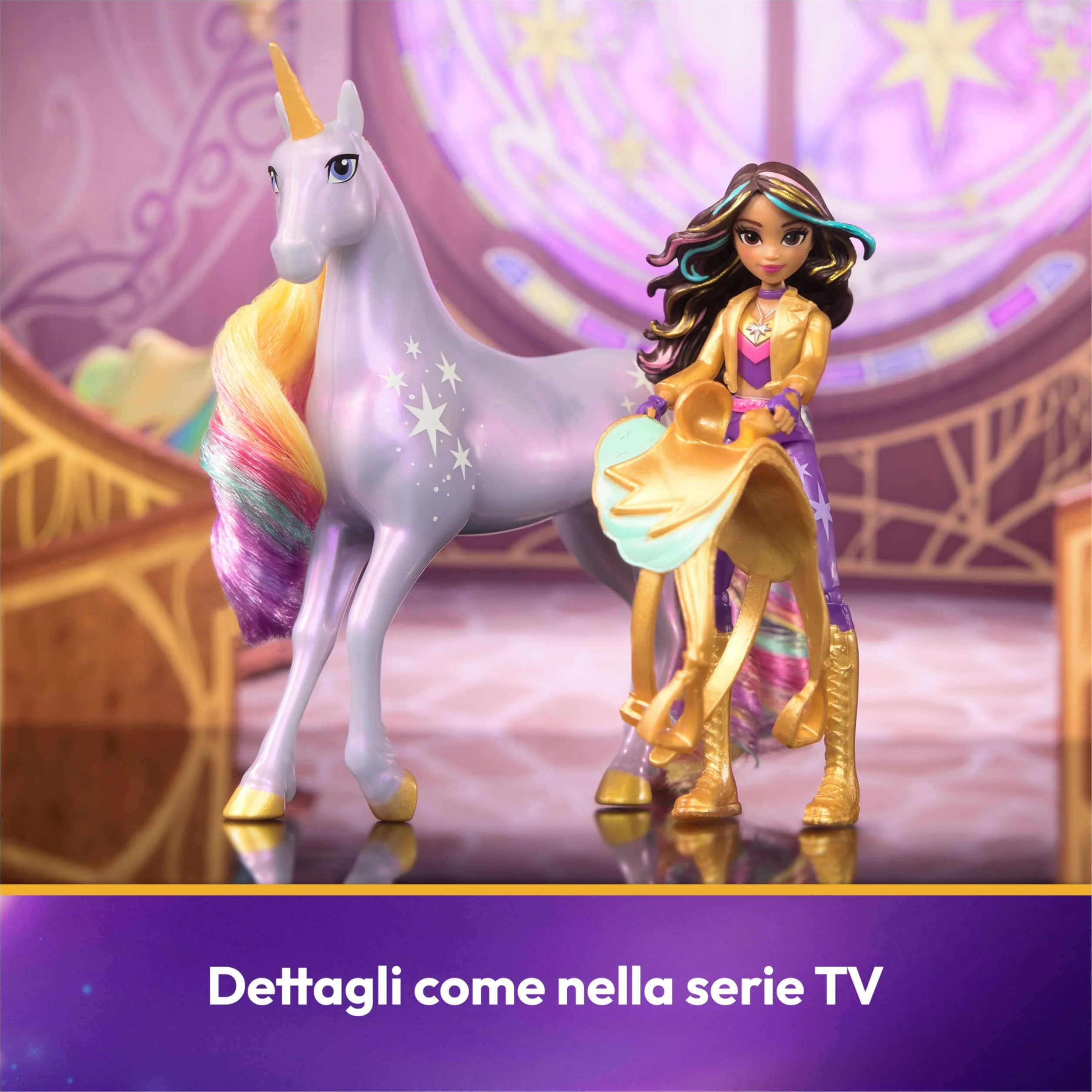 Set Unicorn Academy, Sophia & Wildstar con 2 Accessori Per l'Equitazione e Strumento per lo Styling dei Capelli, Bambole e Unicorni Giocattolo per Bambine, 4+ Anni