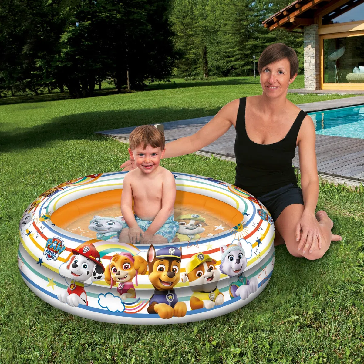Mondo 2 Ring Pool, Piscina Gonfiabile Unisex Bambini, Nero, Diametro 100 centimetri