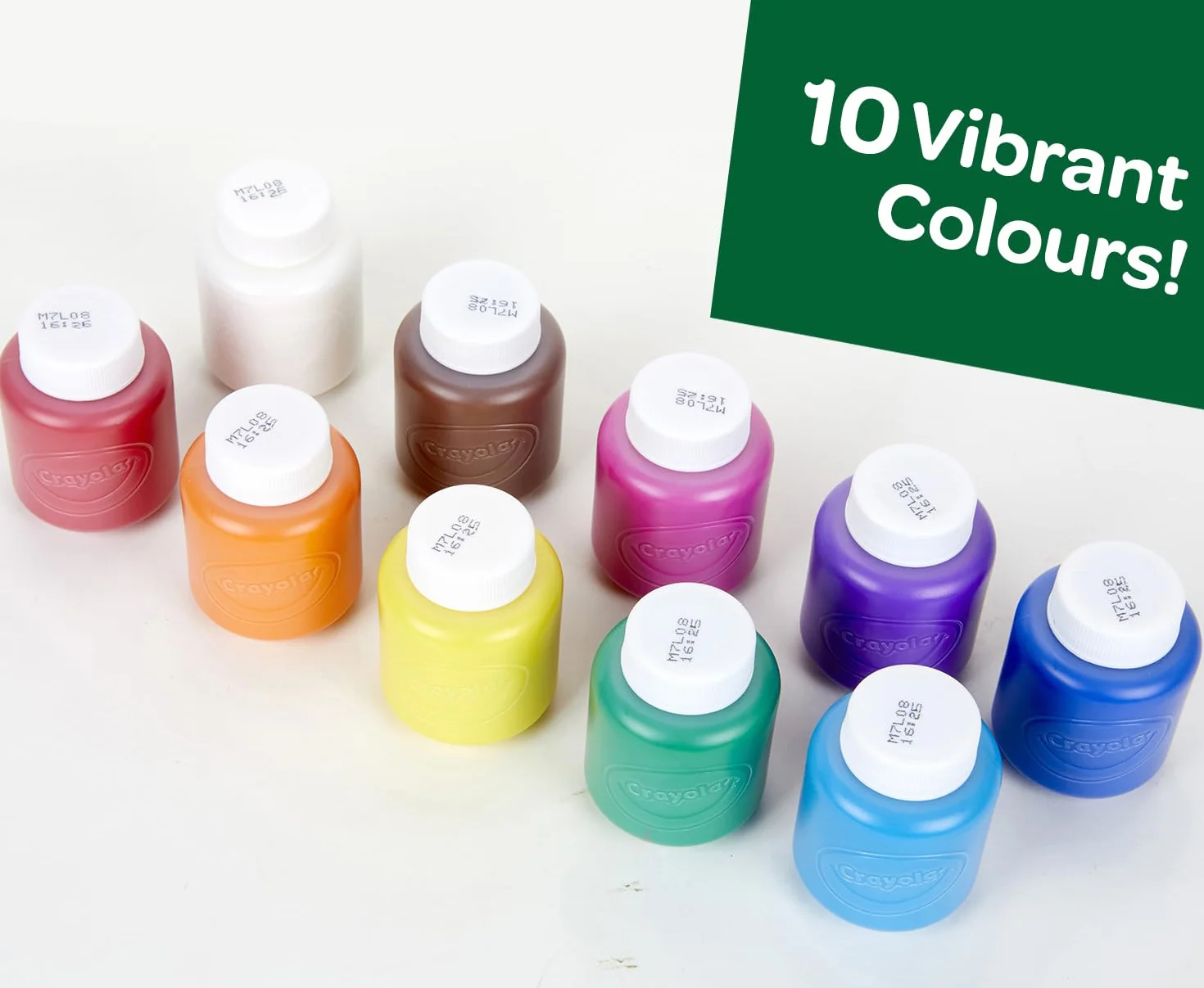 CRAYOLA Lavabilissimi - 10 Tempere Lavabili per Bambini, Confezione da 10 Barattolini da 59 ml, Età Consigliata: da 3 Anni, per lavoretti e decorazioni, per dipingere in sicurezza