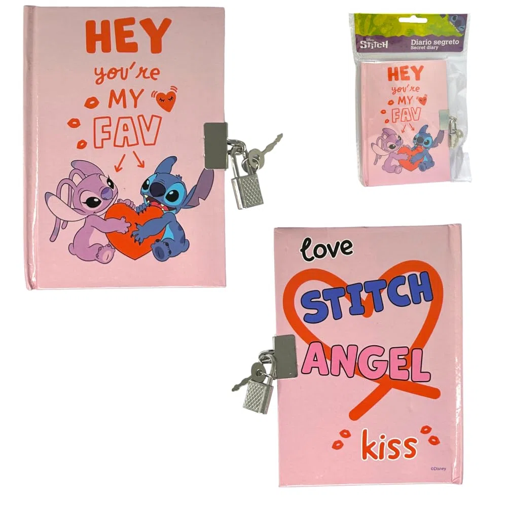 CARTOON Calza della befana con Accessori Stitch e Angel Disney calzettone con 4 Giochi per Bambini, Stitch Rosa