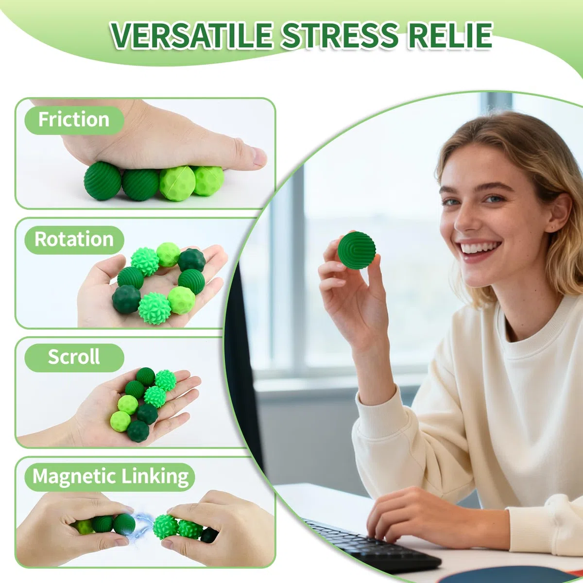 8 Palline Magnetiche Fidget Toys, Palle Fidget Magnetiche in Silicone Giocattoli Sensoriali Fidget con scatola di immagazzinaggio per Adulti e Bambini, Sollievo Dallo Stress e Relax