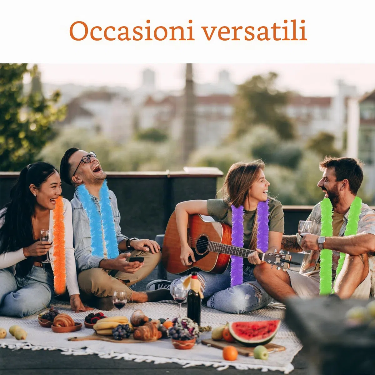 6 pezzi da 6,6 ft con coperchio pieghevole colorato Boas 6 pezzi occhiali da sole senza montatura Boa piume boa costume per cosplay, Halloween (12 pezzi)
