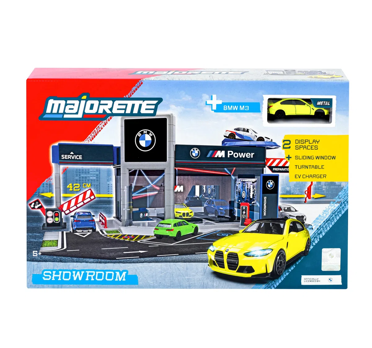 Majorette - BMW Showroom Set + 1 Auto – Playset Concessionaria con Veicolo Incluso, Set da Gioco per Bambini e Appassionati di Auto, Idea Regalo Ufficiale BMW, Art. 8502106000, +3 anni