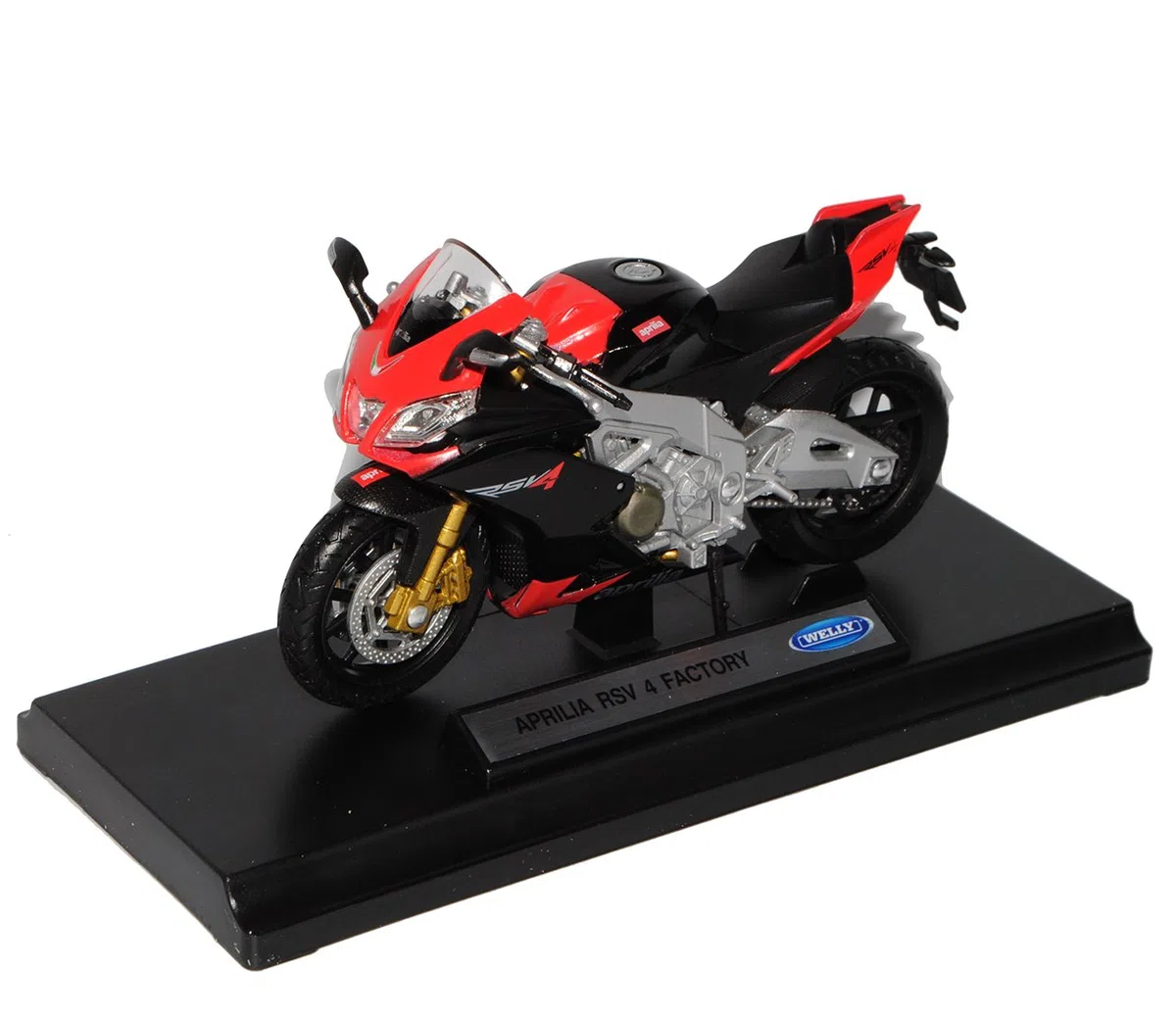 Aprilia RSV 4 Fabbrica Schwarz Rot 1/18 Welly Modell Motorrad guanto o senza individiuellem Targhe - Ohne Wunschkennzeichen