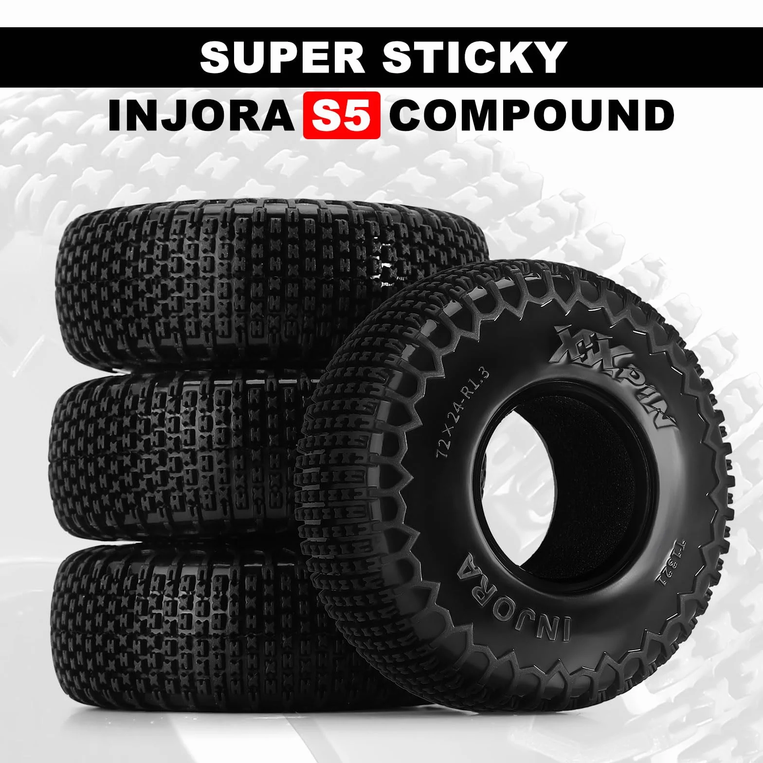 INJORA Pneumatici Pin XHX da 1,3" per TRX4m SCX24, 72 * 24mm, Composto S5, 4 pezzi