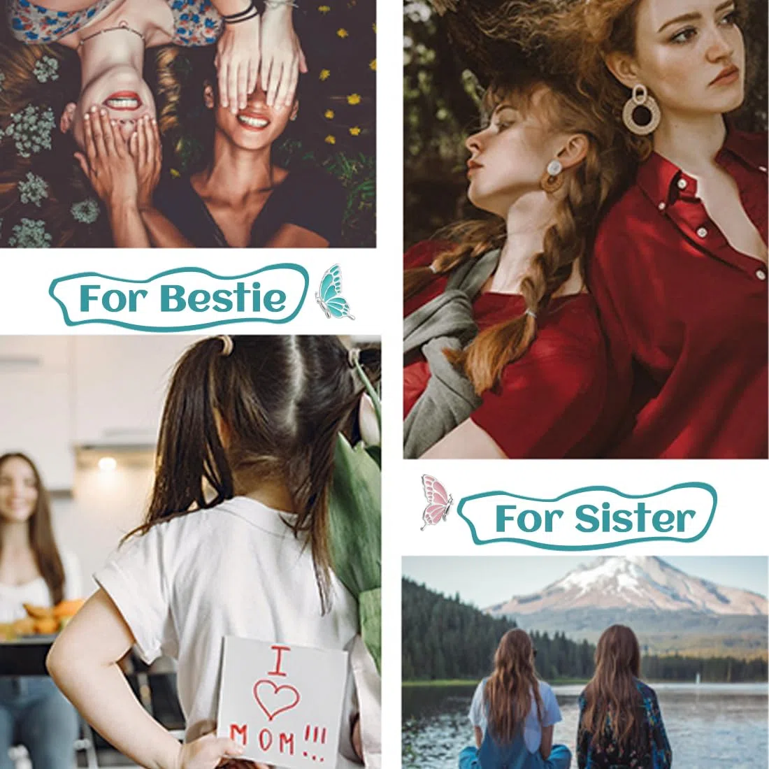 2 Collane dell'Amicizia Set per Donne Ragazze BFF con Ciondolo e 2 Braccialetti, Gioielli Farfalla Personalizzati, Regali per Amici, collana bambina, collana amicizia, amicizia, oro