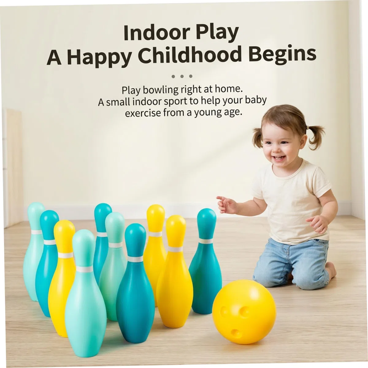 Set da bowling per bambini con 10 birilli e 2 palline - Giochi da bowling in plastica per bambini, giocattoli sportivi per interni ed esterni con birilli facili da colpire per la coordinazione