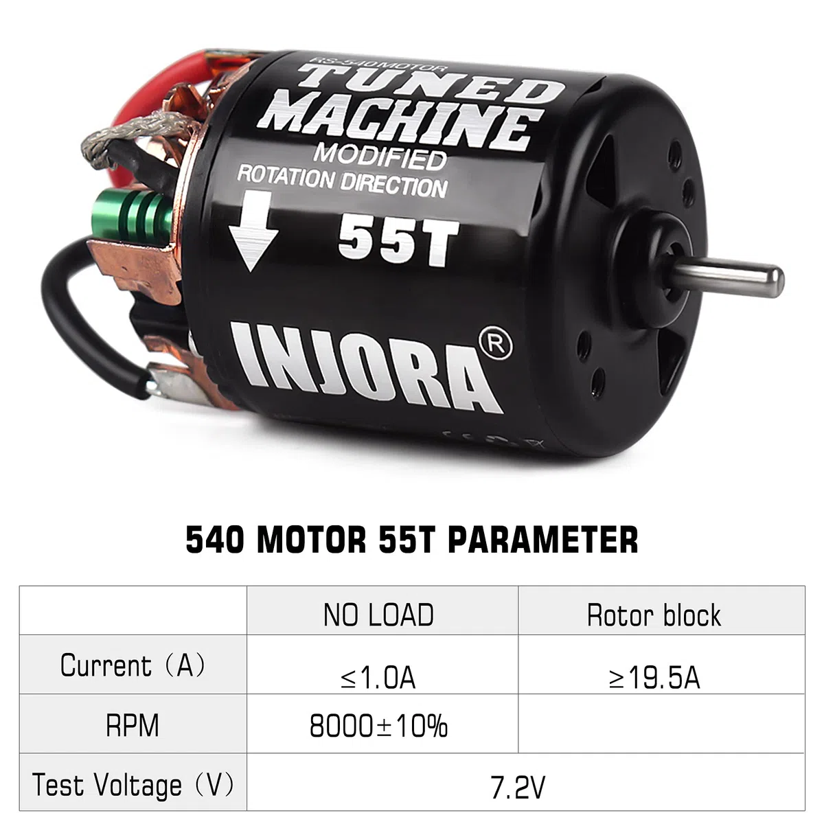 INJORA RC Motor Brushed Waterproof 540 Spazzolato Impermeabile Motore per 1/10 Crawler Axial VS4-10 Redcat Gen 8 7 Pro Enduro SCX10 Pro TRX4 D90 MST CC01 (55T)
