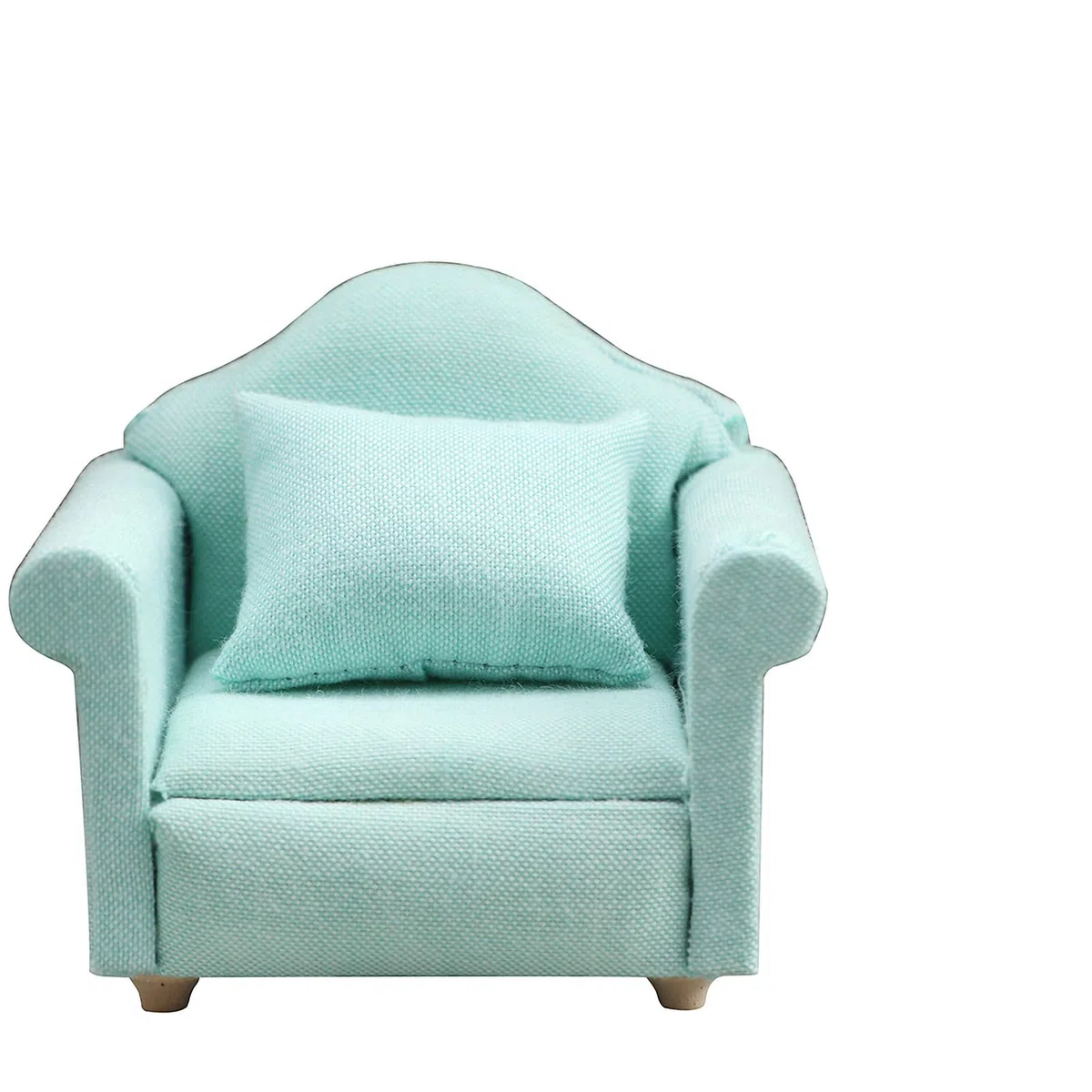 Divano Miniatura 1:12 per Casa delle Bambole – Mini Sedia con Cuscino, Poltrona in Tessuto per Soggiorno, Arredo Mini per Dollhouse (Verde Menta)