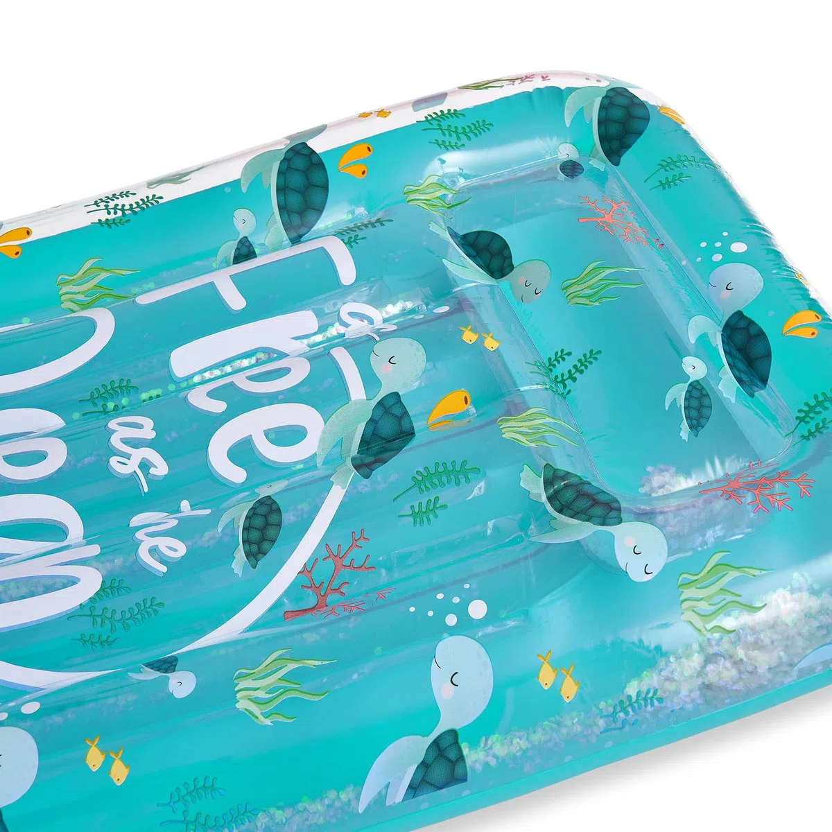 Legami - Materassino gonfiabile, con Glitter, 2 Camere d'aria, Include toppa, 80x175 cm, Tema Sea turtle