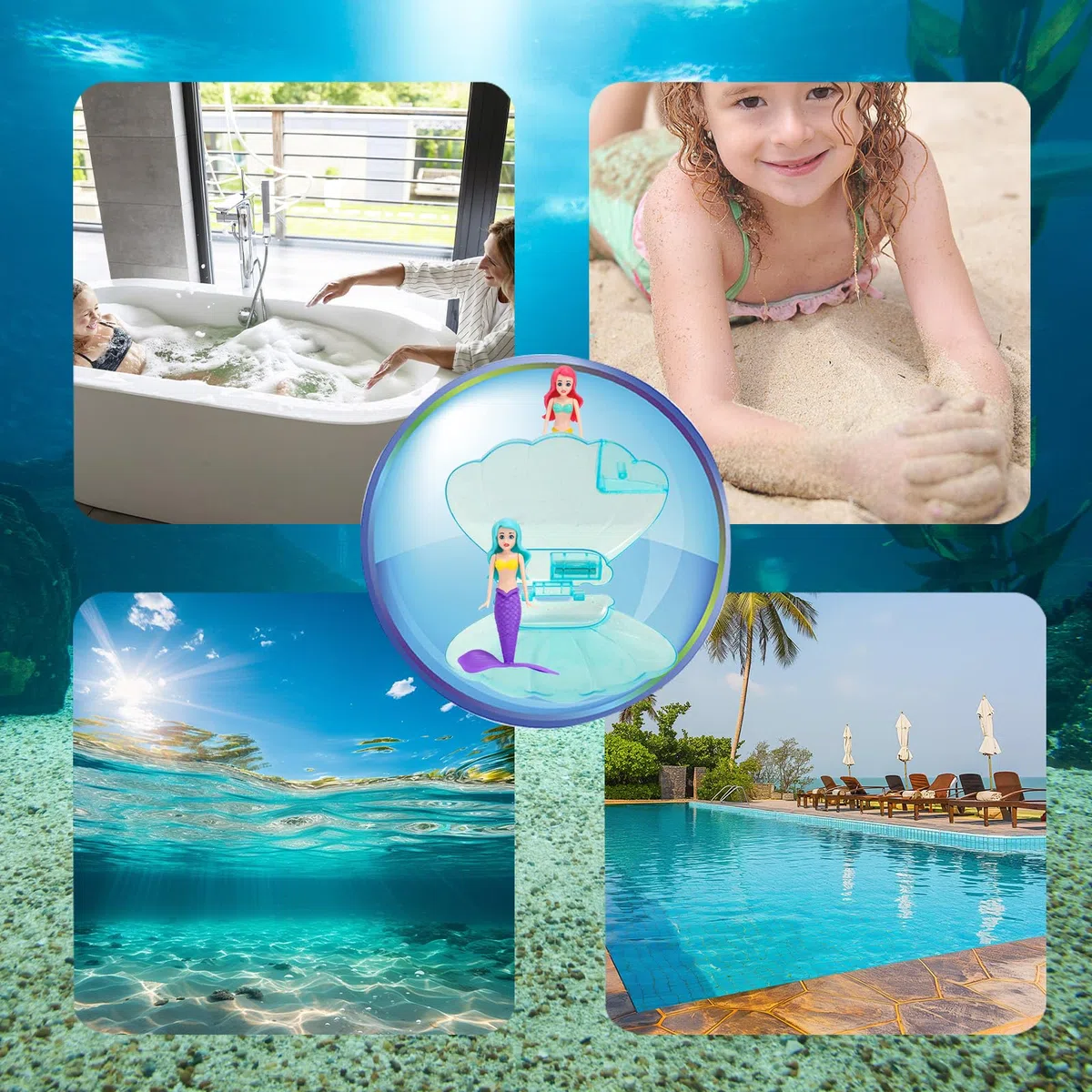 2 Pezzi Sirena Immersione Giocattoli con Conchiglia Blu,Sinkers Sirena per Bambini Piscina Giocattoli,Sirene Bagno Giocattolo Nuoto per Ragazze Gioco Subacqueo Addestramento Giocattoli D'acqua