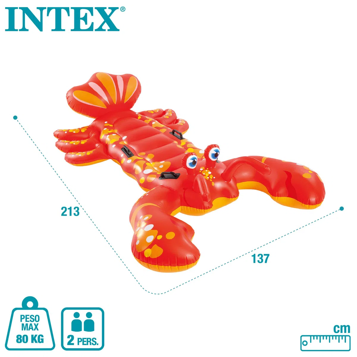 Intex 57528NP - Cavalcabile Gonfiabile Mare Aragosta, Vinile, Rosso, 213x137 cm