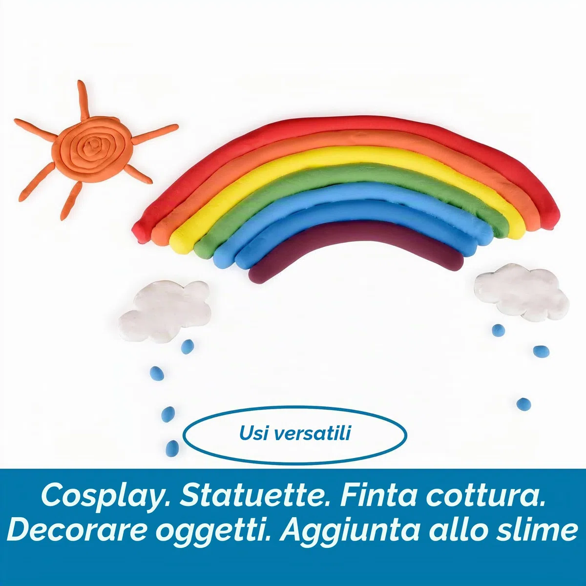 BOHS Argilla da Modellare e Melma Squishy - Set di 5 Pezzi, Colori Primari, Asciugatura All'aria - Perfetto per Progetti Artistici e Artigianali Scolastici, 500g