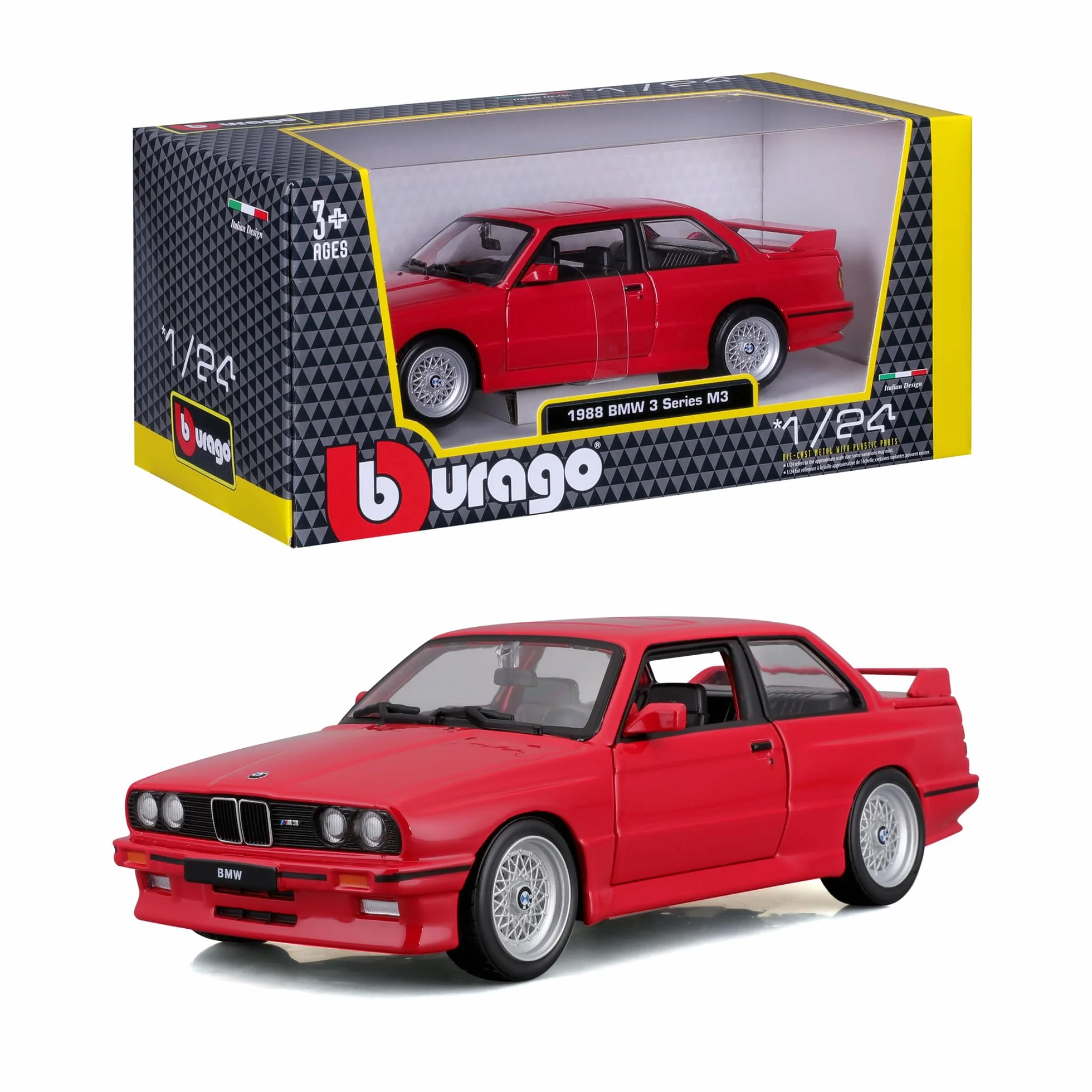 BBURAGO Assortimento Casuale BMW Series 3 (1988) Scala 1:24, Replica Diecast con Portiere Apribili, Assortimento Casuale, Licenza Ufficiale BMW