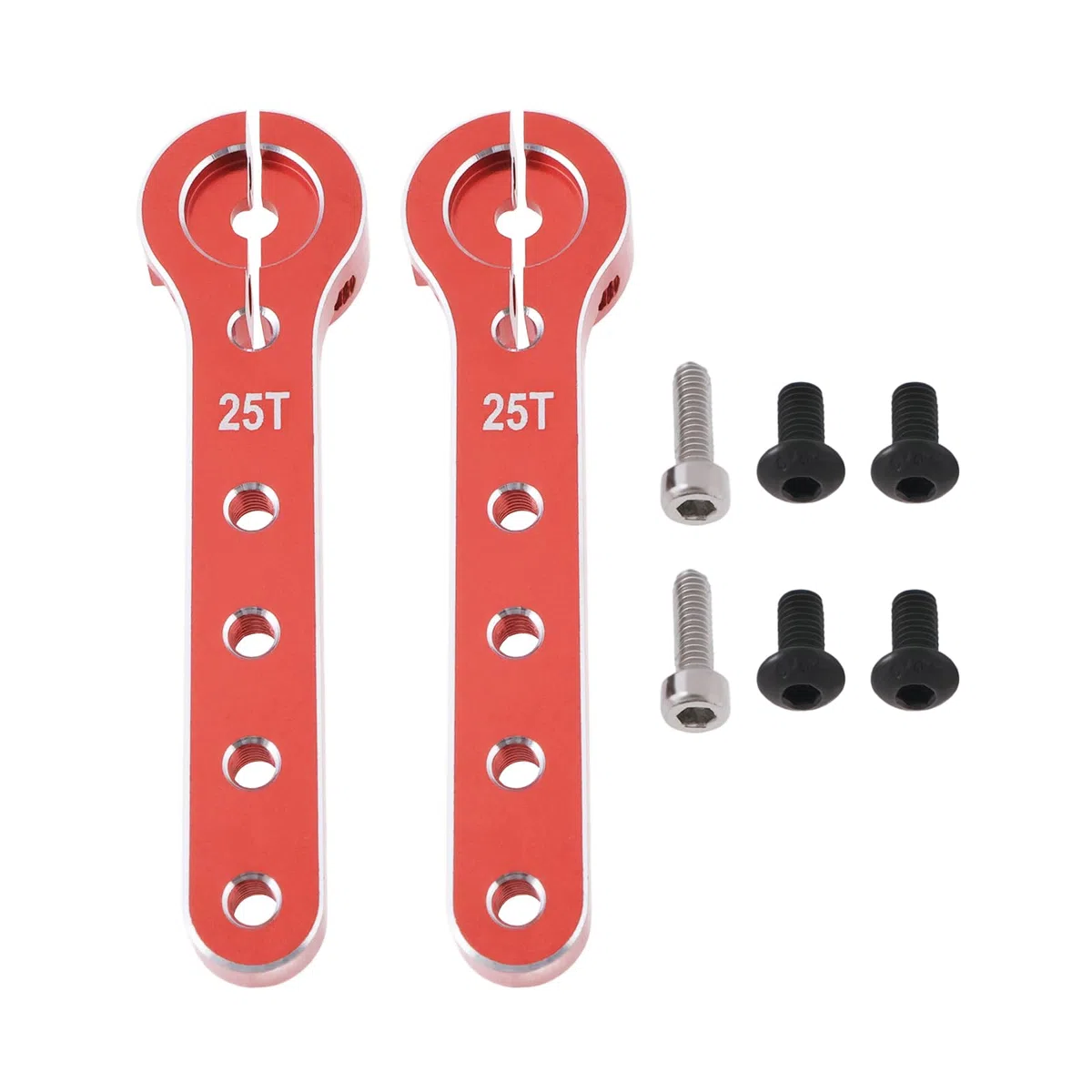 OTOTEC 2 pezzi 25T RC estensione sterzo servo braccio lunghezza totale 56 mm compatibile con aeroplani Balsa 30-100CC compatibile con Futaba, rosso