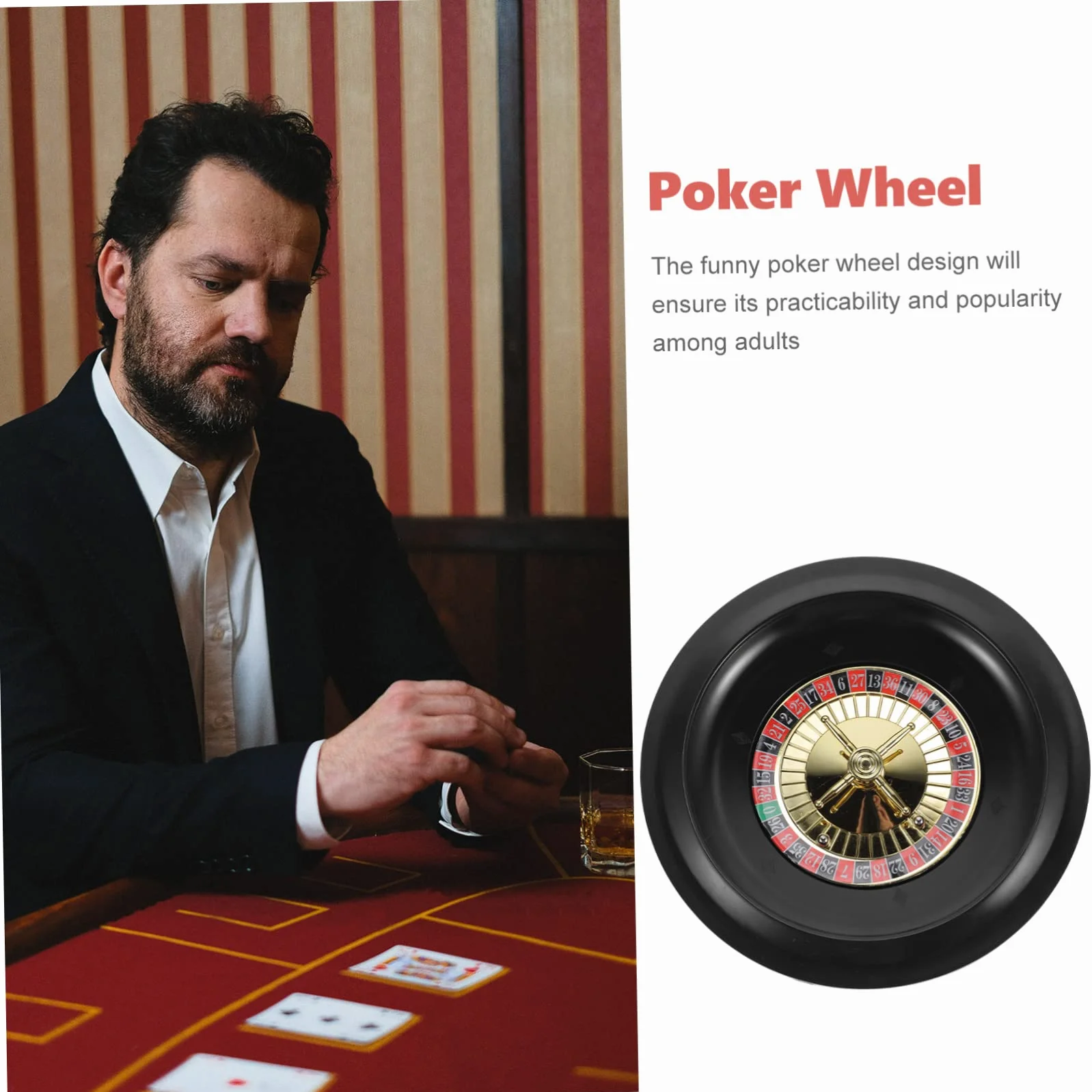 Ruota da Poker Russa Rotante per Festa 25,5X25,5X4,5Cm in Plastica, Design Unico e Pratica da Trasportare per Adulti e Bar