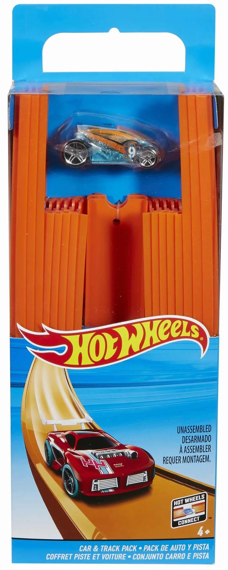 Hot Wheels- Track Builder 15 Rettilinei e 1 Macchinina e Altri Accessori, Giocattolo per Bambini 4+Anni, BHT77