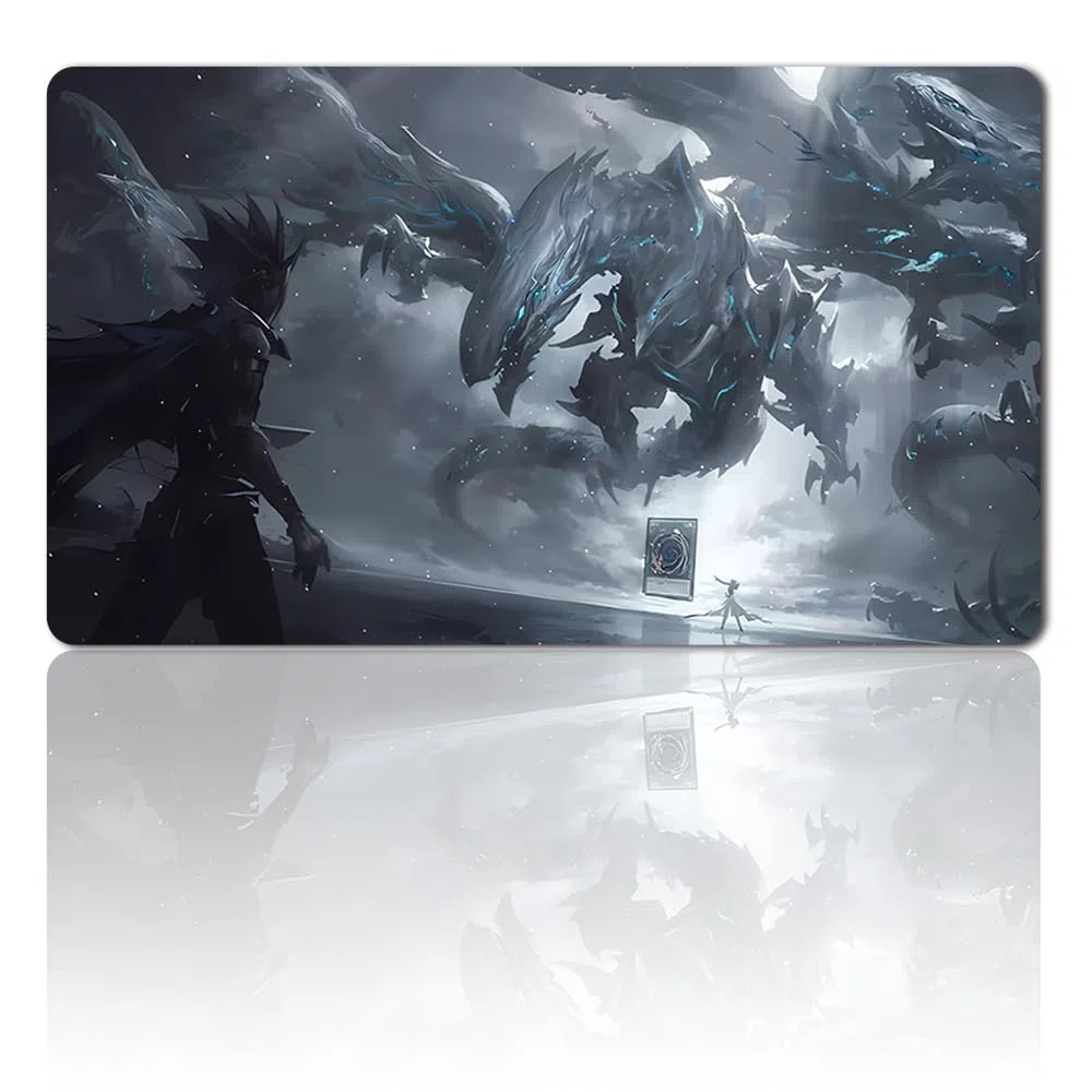 Tappeto da gioco per carte YGO - Con sacchetto impermeabile - Zone per carte - Dimensioni: 60 x 35 cm - Compatibile con il tappetino per gioco di carte collezionabili (YGO-25 No Zone)