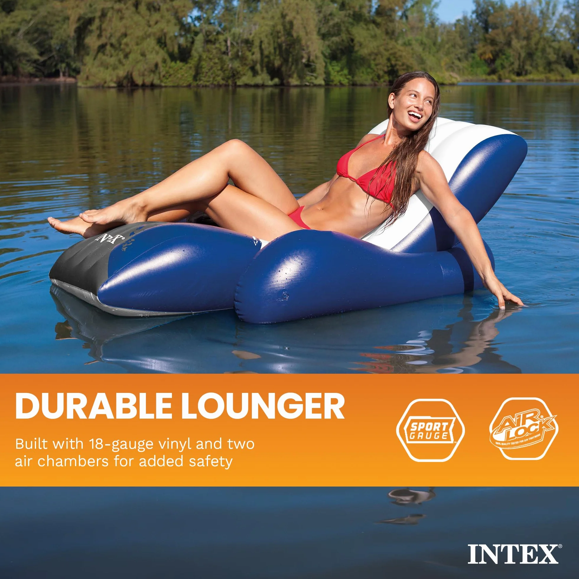 Floating Recliner Inflatable Lounge, 71in X 53in