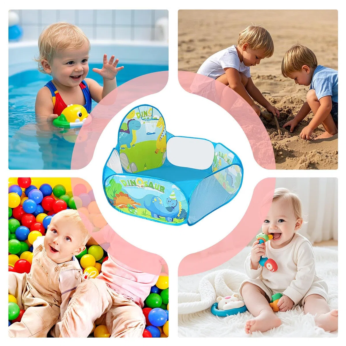 Piscina di palline, tenda pieghevole con cestino da basket, piscine con palline rinforzate, per interni ed esterni, camera, bambini e ragazze, compleanno e Natale