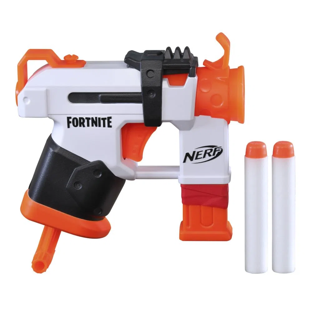 Nerf Fortnite Micro Tac SMG Mini Dart-Firing Blaster, Fortnite Tac SMG Equipment Design, include 2 freccette Nerf Elite
