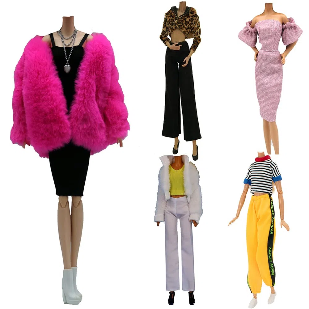 5 Set Abbigliamento Abiti Primaverili Vestiti +Pantaloni Scarpe cappello Giacca a vento Manica lunga Soprabito Alla Moda Per 29cm Bambola Accessori Regali per bambino Casuale Stile (A)