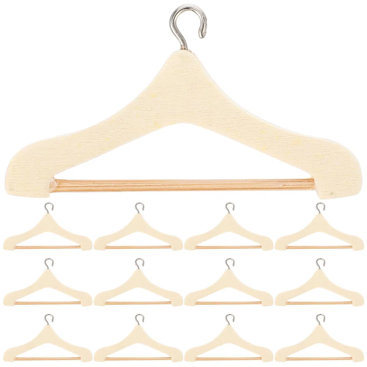 Alasum Mini appendiabiti in legno beige – Set di 20 ganci pratici con ganci in metallo per vestiti per bambole, ideali per l'uso a casa