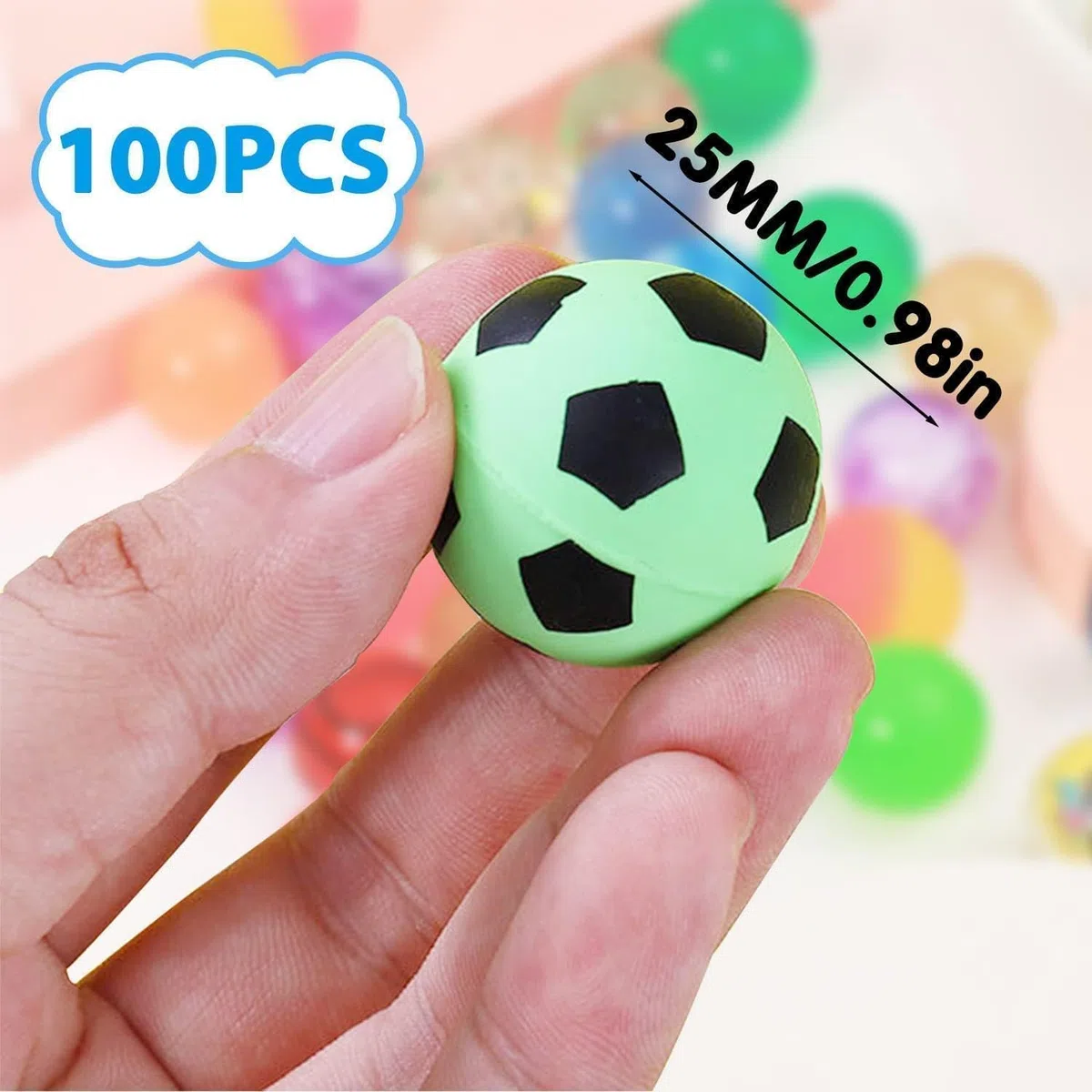 Palline Rimbalzanti per Bambini, 100 Pezzi Palline Rimbalzanti, 25 mm Pallina Rimbalzante Adatto per Premi in Classe Bomboniere Studenti e bambini per Giocare Sempre e Ovunque
