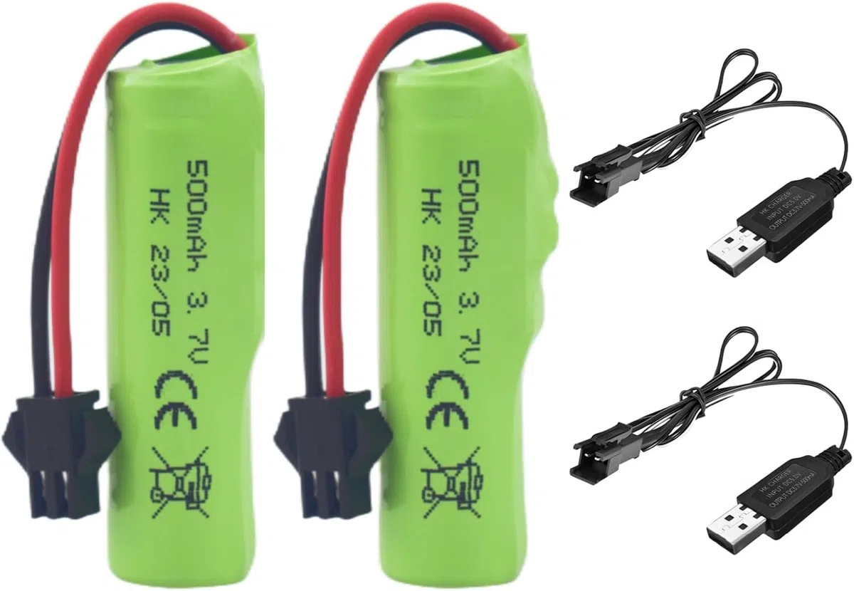 YUNIQUE GREEN-CLEAN-POWER - 2 Pezzi Batterie al Litio 3.7V 500mAh Compatibili con Auto DE35 DE38 DE40 DE50 TB202 TB201 TM201 TM202 TC141 DE44 DE55 RC con cavi USB Verde