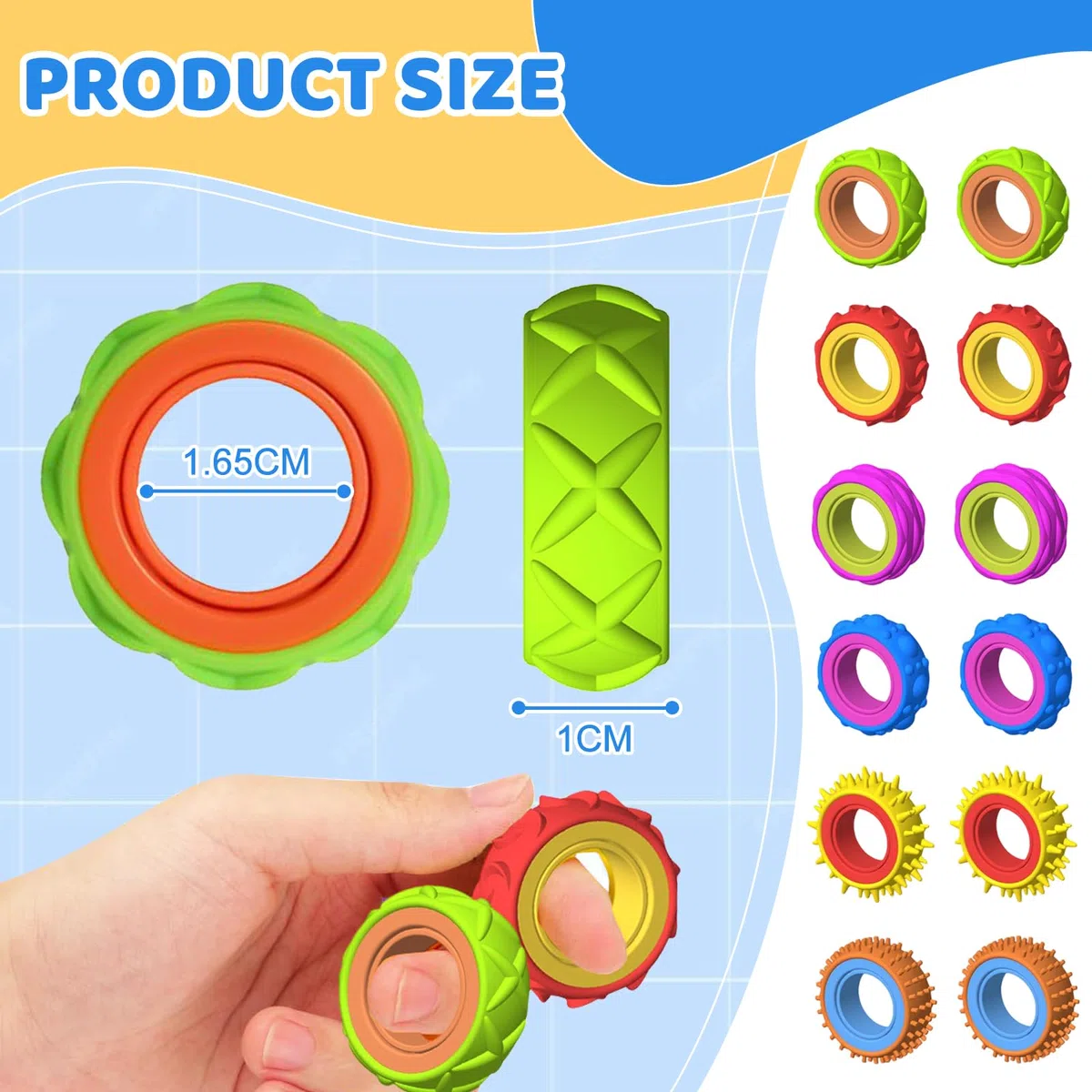 12 Pezzi Anelli Antistress per Agopressione, Fidget Anello Toys, Fidget Anello Toys per Adulti, Finger Spinner Rings, per Terapia di Sollievo Dall'Ansia, Antistress, Autismo e ADHD