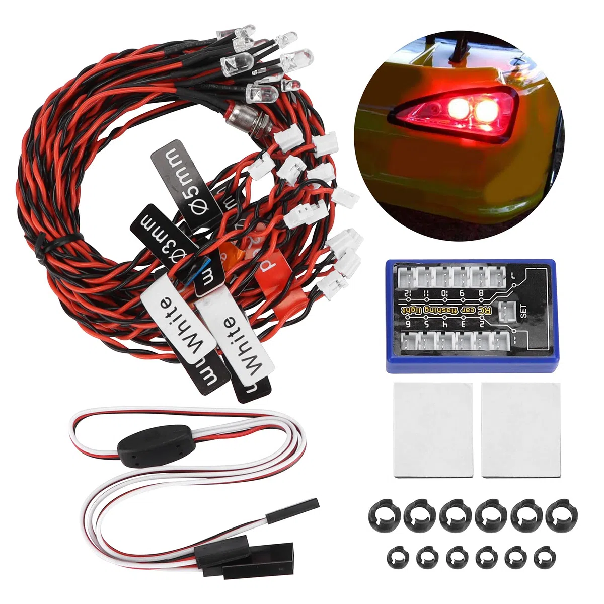 12 Modello RC Simulazione della Luce di Controllo Modello Flash Sistema di Illuminazione Per Auto Luce di Controllo Accessorio Per Auto RC Kit di Illuminazione LED Per CC01 1/10 1/8 RC Car