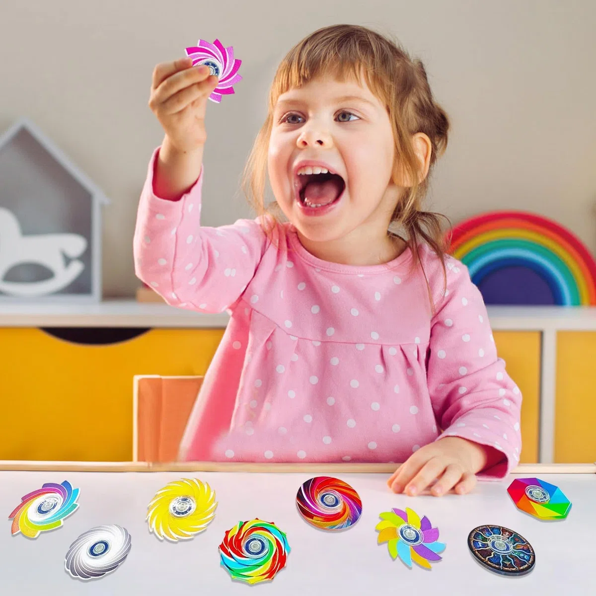 24 Pezzi Fidget Spinners, Giocattoli Sensoriali Arcobaleno, Giocattolo Sensoriale a Mano Fidget, Ideali per Feste, Regali di Compleanno, Alleviare lo Stress da Ansia