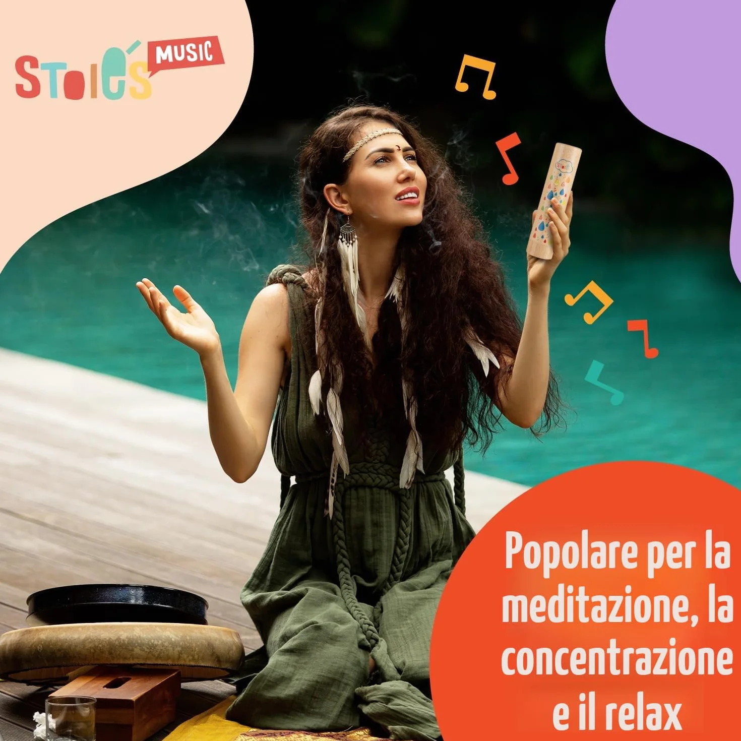 Stoie's Bastone da Pioggia in Legno, Confezione da 1 Pezzo, Giocattolo educativo calmante, Sviluppo precoce, capacità di Ritmo e coordinazione