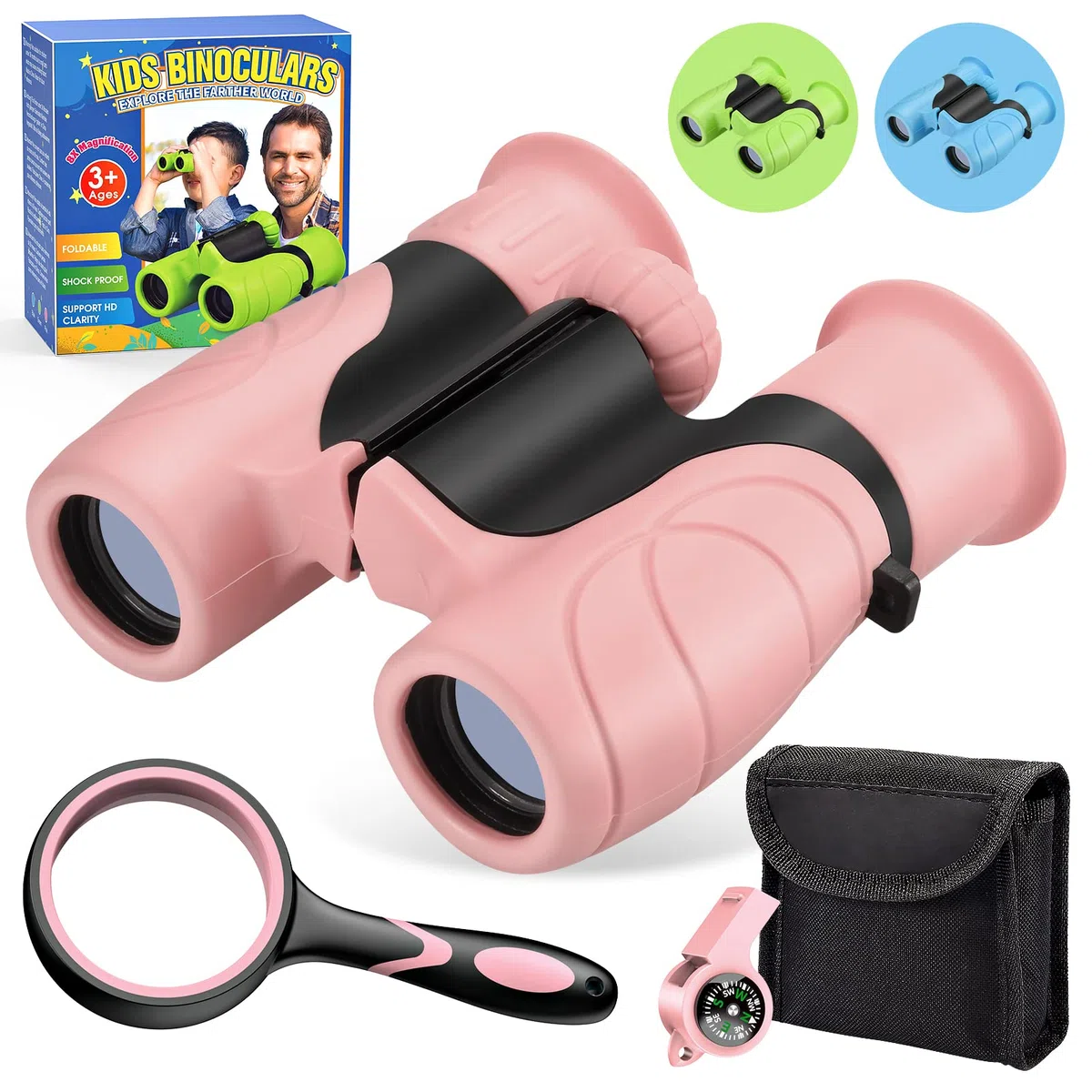 Dislocati Regali Bambini 3-10 Anni, Binocolo Giocattoli Kit Esploratore per Compleanno, Lente Ingrandimento