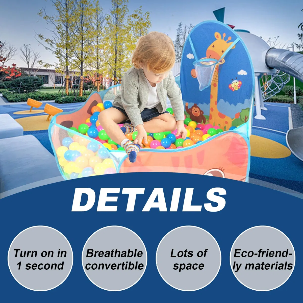 Piscina per Palline per Bambini, Pieghevole, in Schiuma, con canestro da Basket, Robusta e Resistente agli Strappi, per casetta da Gioco per Bambini, per Gattonare, Palline Non Incluse, per