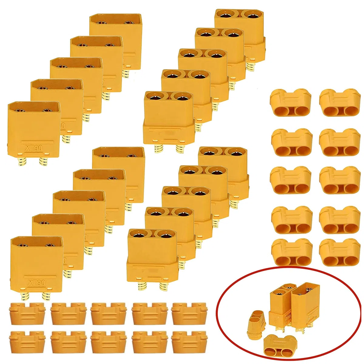 HUAZIZ 10 Pairs Connettore Spina XT90, XT90 Guaina , XT90Connettore Maschio Femmina ，Proiettile Connettori con Connettore di Alloggiamento Guaina per per Batteria Lipo RC Aerei Auto