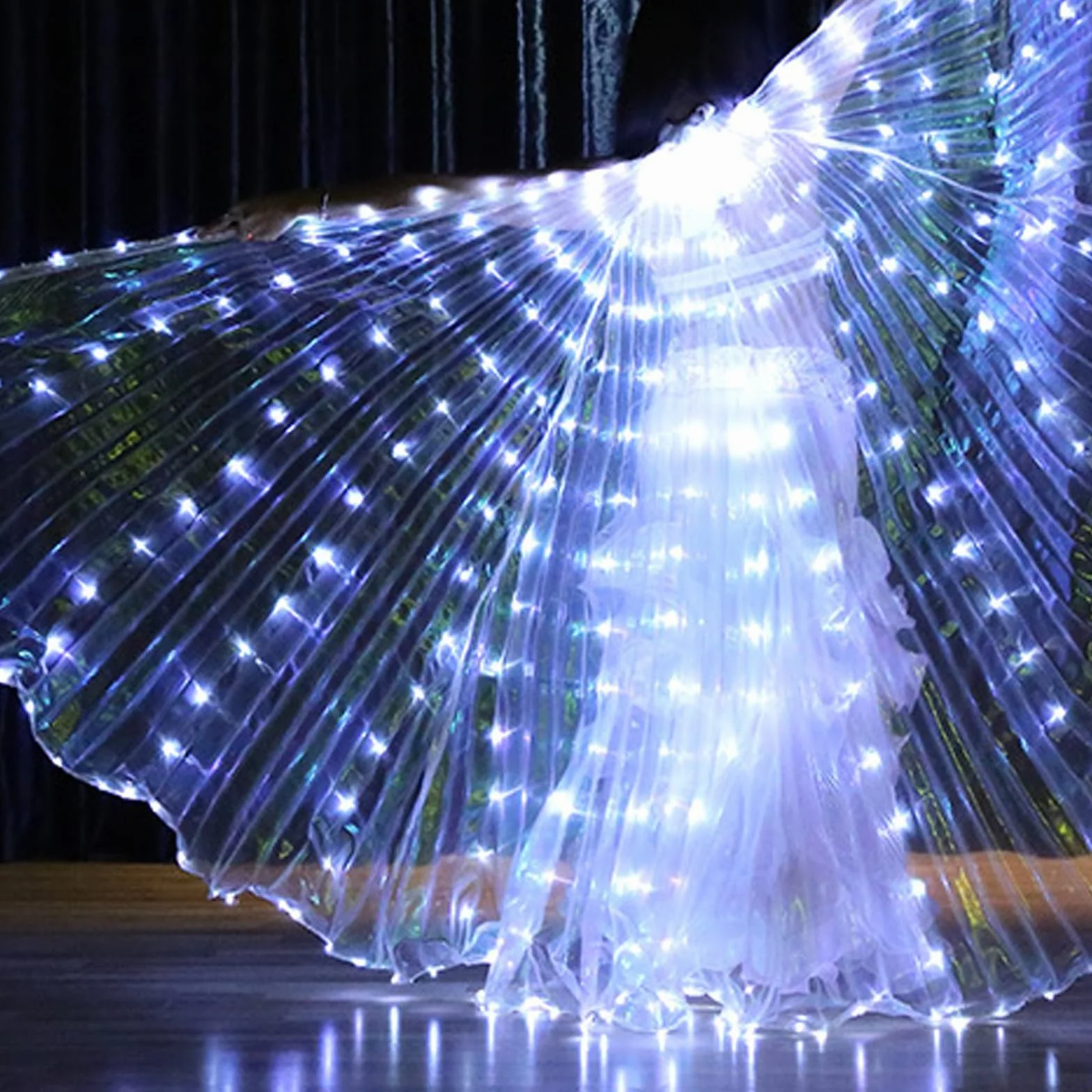 Ala di danza del ventre, ali luminose per bambini, chiusura in con aste telescopiche, 2 modalità di controllo della luce LED, ali di farfalla, per Carnevale, palcoscenico, Natale, feste di