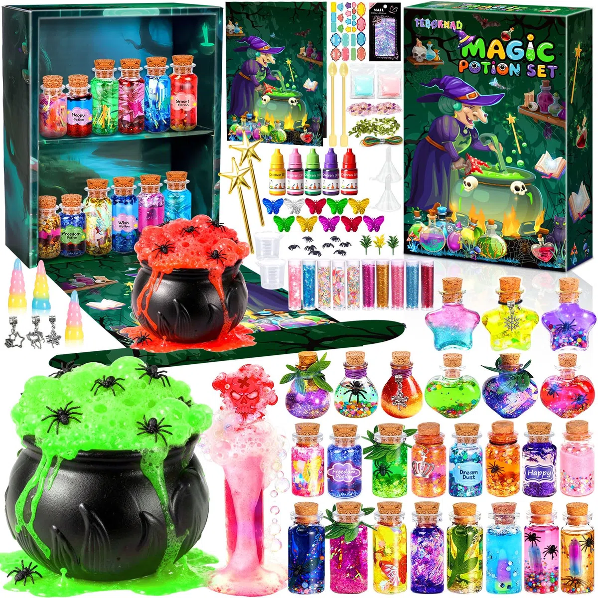TEBOKHAD Pozioni Magiche Bambina, 20+ Kit per Pozioni Fatate Lavoretti Creativi Con Calderone Magico, Set Di Pozioni Magiche, Regalo Di Natale, Compleanno, Giocattolo per Bambini 6-12 Anni