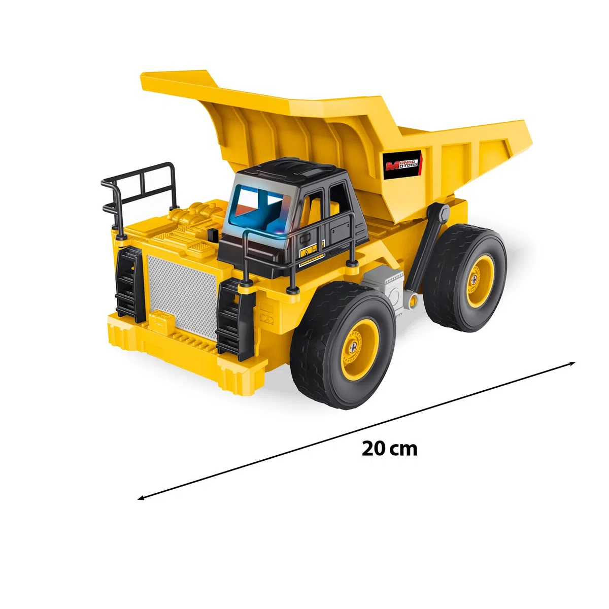 MONDO Motors Camion ribaltabile, modello in scala 1:24, pacco batterie ricaricabili incluso, movimenti controllabili dal telecomando, giocattolo per bambini 63849