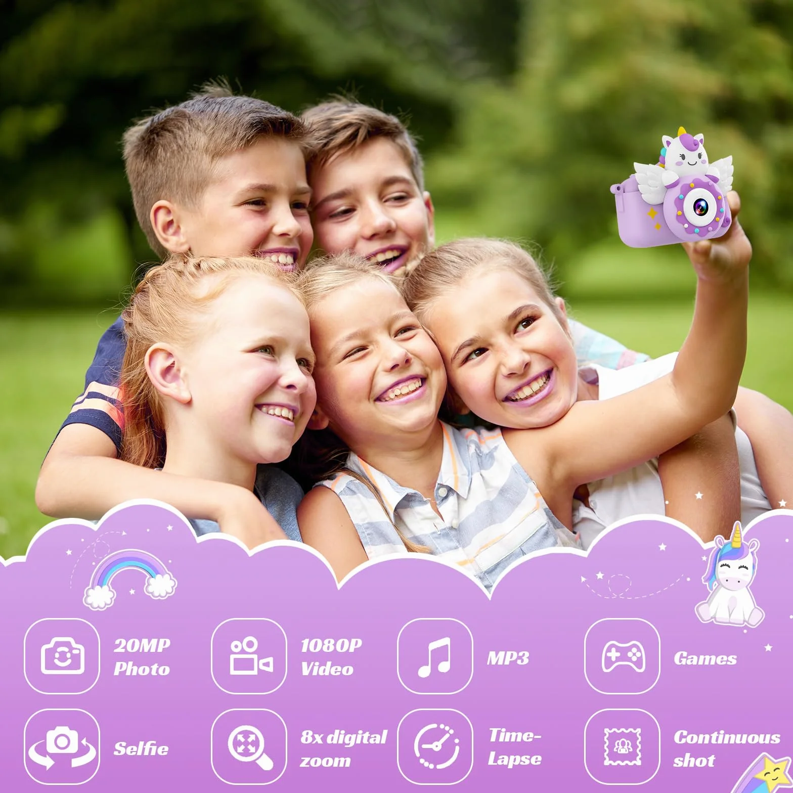 TIATUA Macchina Fotografica Bambini 2.0 Pollici Schermo 32G Card Video Camera Gift for Girls Boy Age 3+