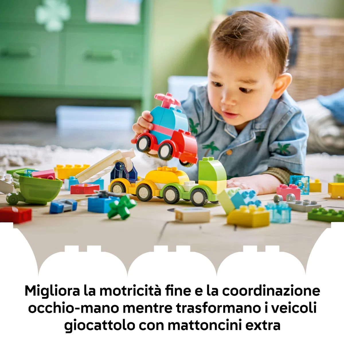 LEGO DUPLO Veicoli Creativi - Gioco Didattico e di Ordinamento con Macchine, Camion e Elicottero Giocattolo - Set per la Motricità Fine - Regalo per Bambini e Bambine da 1 Anno in su - 10474