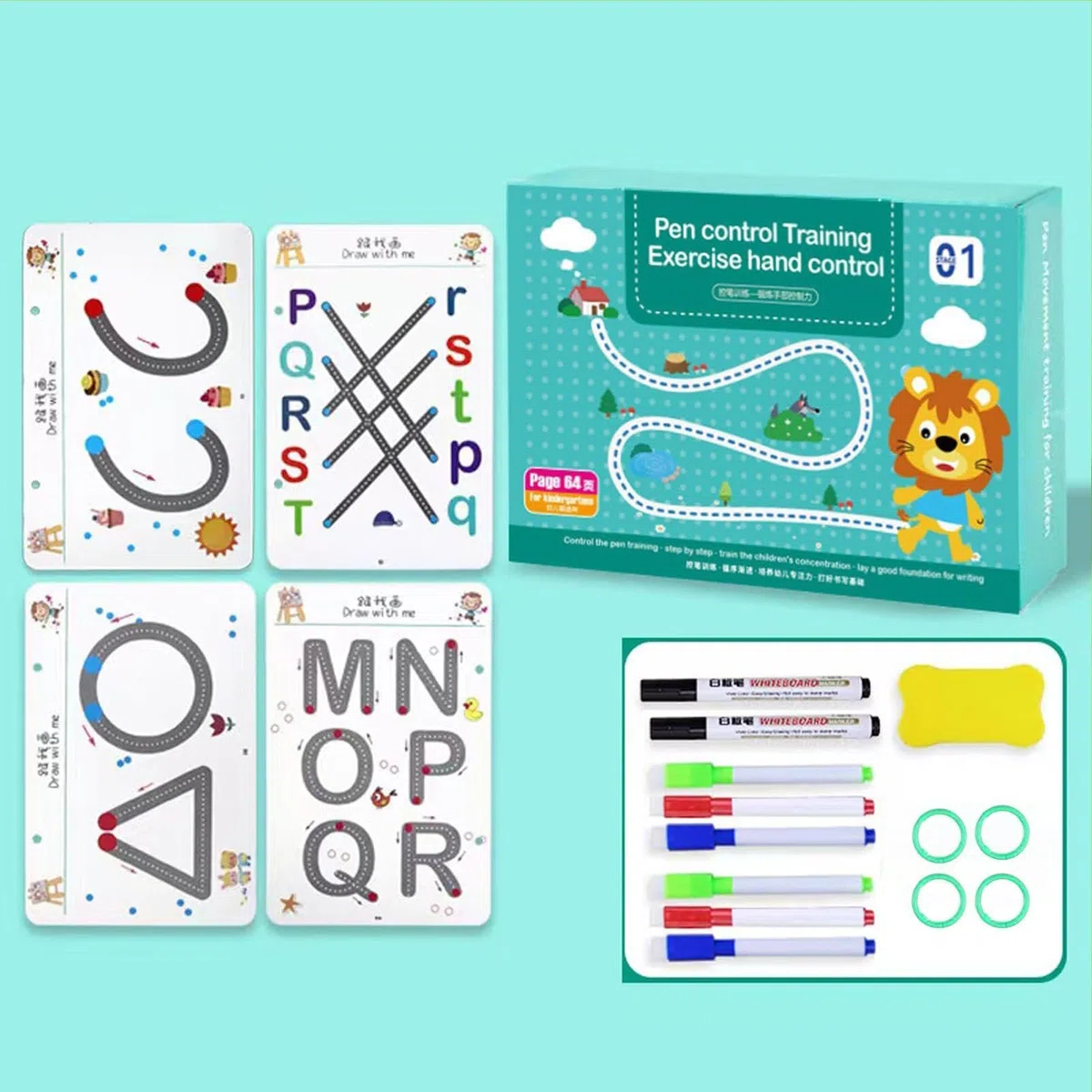 Tôddler Workbook - Libro Di Tracciamento Delle Lettere In Età Prescolare Per Bambini | Quaderno Di Pratica Riutilizzabile Per Il Controllo Della Penna | Libro Di Formazione Sulla Scrittura Dei Numeri