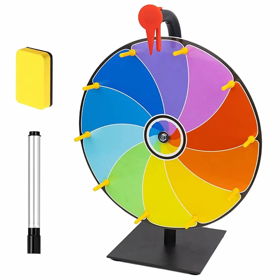 Ruota della fortuna da ruotare, 30 cm, 10 slot, ruota della fortuna, con strumento di montaggio, ruota della fortuna da personalizzare con supporto per giochi della lotteria, feste, promozione
