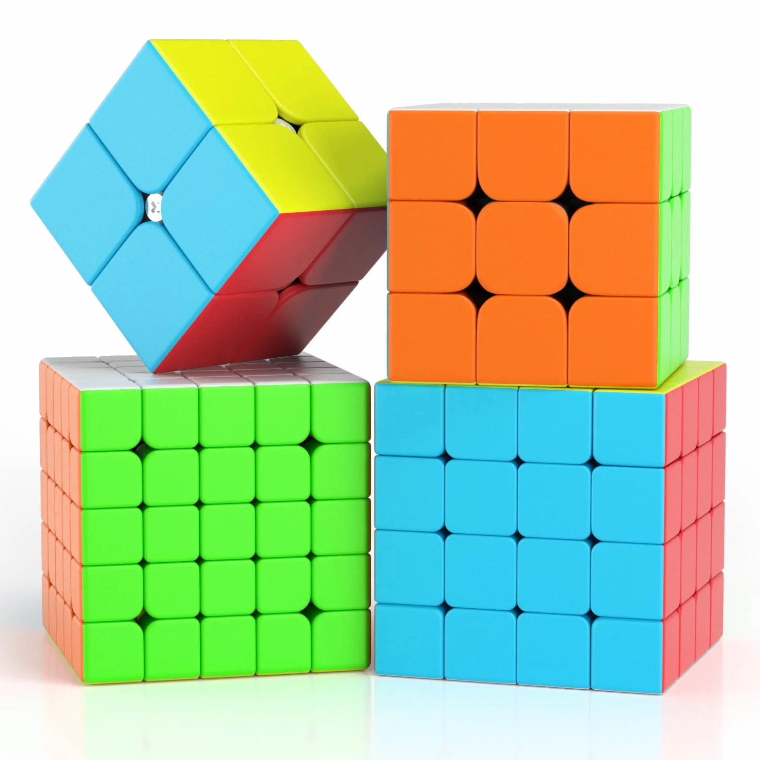 ROXENDA Speed Cube Set, Cubo di Velocità 2X2 3X3 4X4 5X5 Stickerless Speed Cube con Confezione Regalo, Tutorial Segreto per Cubi di Velocità