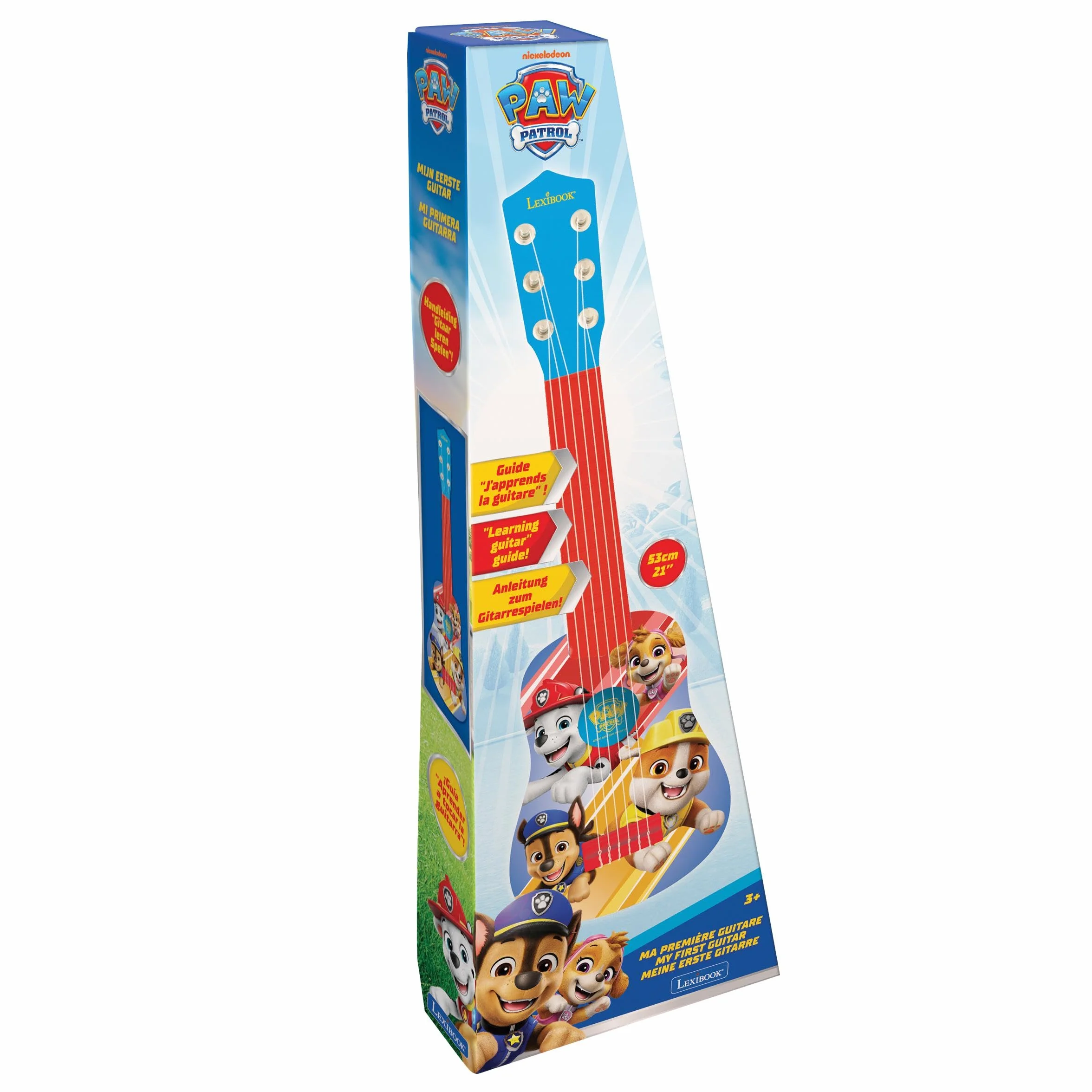 Lexibook Paw Patrol La Squadra dei Cuccioli Chase La mia Prima Chitarra, 6 corde in nylon, 53 cm, guida inclusa, blu/rosso, K200PALXB