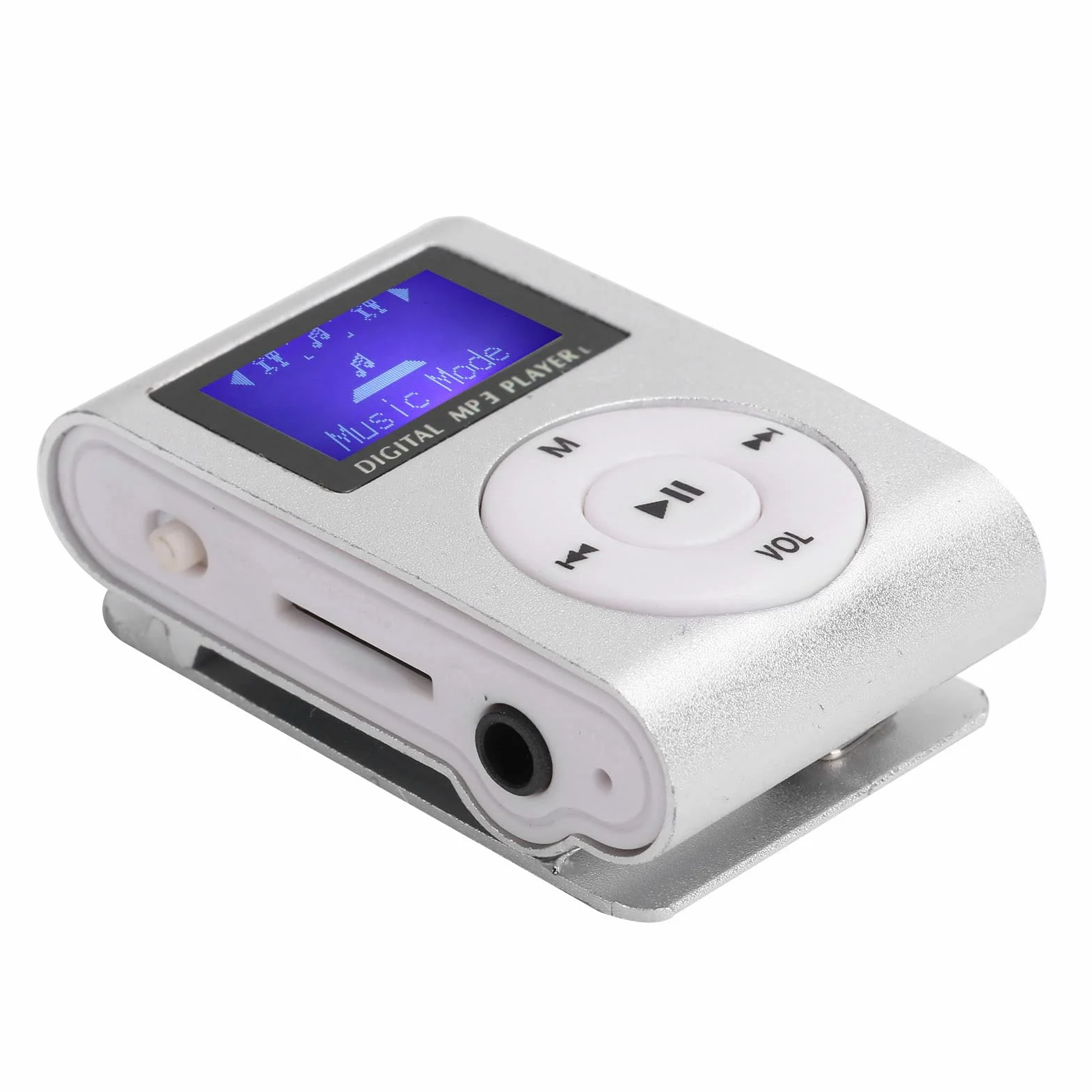 Mini Lettore Musicale MP3 da 32 GB, Lettore MP3 con Display LCD Mini, Lettore MP3 con Clip Posteriore Lettore Musicale Sportivo con Scheda TF Soppurt Audio da 3,5 Mm(d'Argento)